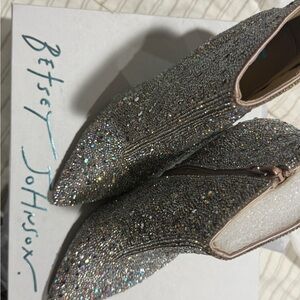 Betsey Johnson Silver Heeled Boots